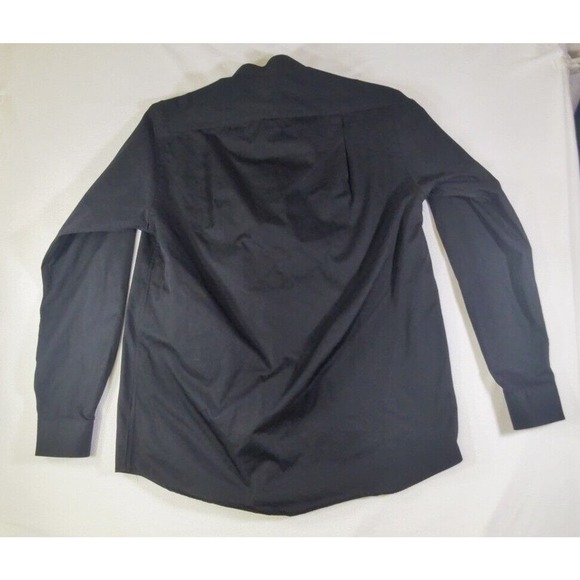 Black Button Up Round Neck No Collar Long Sleeve Shirt Mens African Style Shirt - Picture 2 of 6